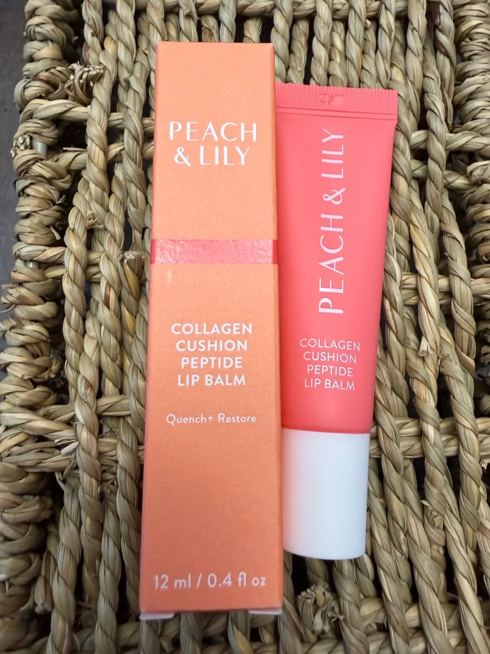 Peach & Lily Collagen Cushion Peptide Lip Balm Clear Balm 12mL NIB